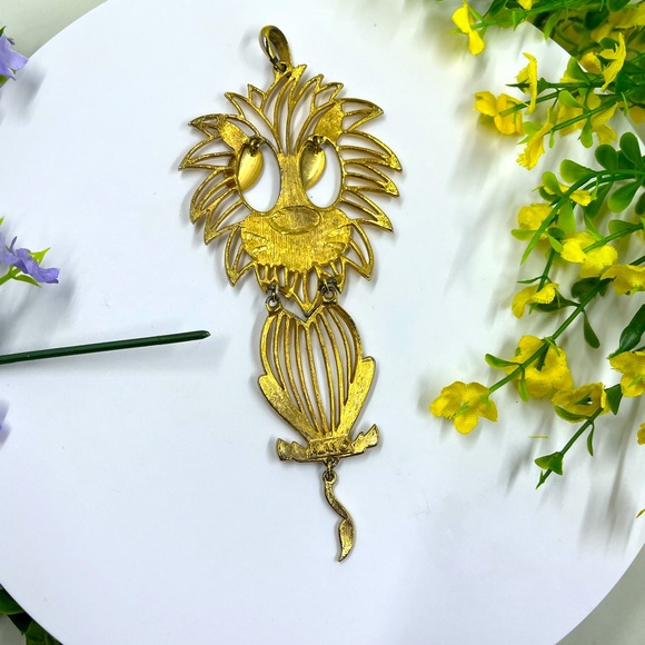 Alan Signed Oversized Articulated Vintage Lion Pendant - Picture 4 of 5